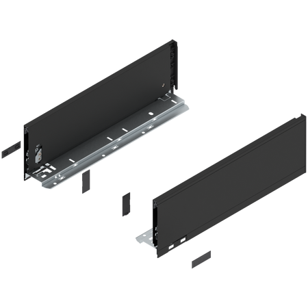 BLUM 770K4002S Bok szuflady LEGRABOX, wysokość K (128.5 mm), dł.=400 mm, lewy+prawy, do LEGRABOX pure CZARNY CARBON MAT