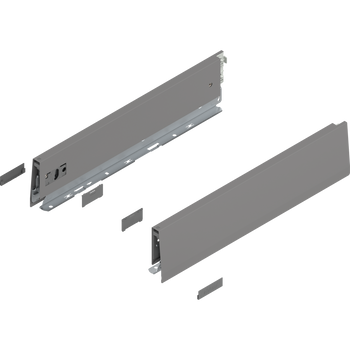 BLUM 470M4002S Bok MERIVOBOX, wysokość M (91 mm), dł.=400 mm, lewy+prawy, SZARY INDIUM MAT