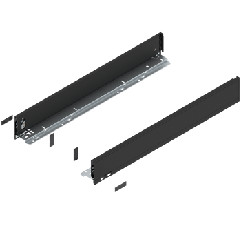 BLUM 770M6502S Bok szuflady LEGRABOX, wysokość M (90.5 mm), dł.=650 mm, lewy+prawy, do LEGRABOX pure CZARNY CARBON MAT