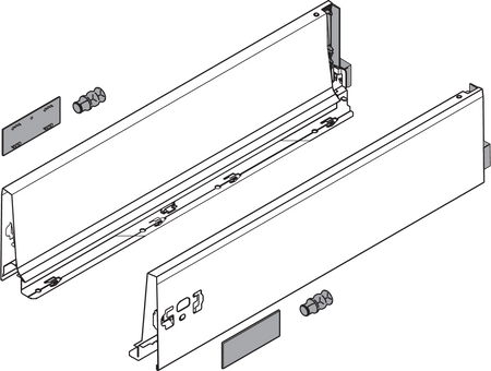 BLUM 378K4002SA Bok szuflady TANDEMBOX, wysokość K (115 mm), dł.=400 mm, lewy+prawy, do TANDEMBOX antaro, SZARY