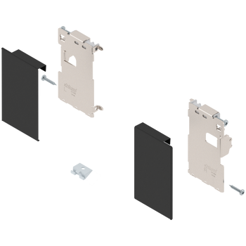 BLUM ZI7.0MS0 Mocowanie frontu LEGRABOX , zamontowany na wkręt do listwy dystansowej, do szuflady wewnętrznej, lewe+prawe, do LEGRABOX pure CZARNY MAT