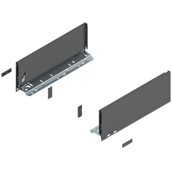 BLUM 770K3502S Bok szuflady LEGRABOX, wysokość K (128.5 mm), dł.=350 mm, lewy+prawy, do LEGRABOX pure ANTRACYT MAT