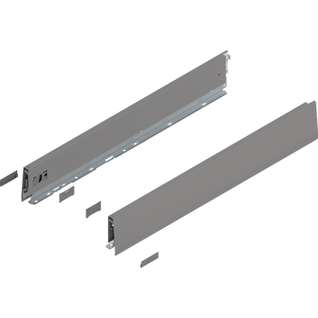 BLUM 470M6002S Bok MERIVOBOX, wysokość M (91 mm), dł.=600 mm, lewy+prawy, SZARY INDIUM MAT