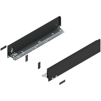BLUM 770M4502S Bok szuflady LEGRABOX, wysokość M (90.5 mm), dł.=450 mm, lewy+prawy, do LEGRABOX pure CZARNY CARBON MAT