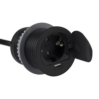 Design Light SINGLE BOX przedłużacz wpuszczany, 1 x gniazdo schuko, 1 x USB A, kolor czarny