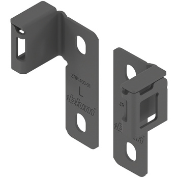 BLUM ZRR.4000 MERIVOBOX uchwyt relingu (tylny), uniwersalnie mocowany, nieregulowany reling, na wkręty, lewy+prawy, ANTRACYT MAT