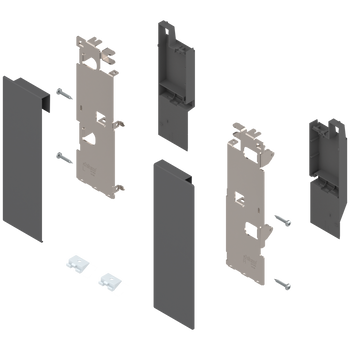BLUM ZI7.3CS0 Mocowanie frontu LEGRABOX , wys. C, do szuflady wewnętrznej z relingiem, lewe+prawe, do LEGRABOX pure ANTRACYT MAT