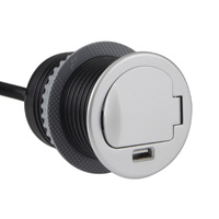 Design Light SINGLE BOX przedłużacz wpuszczany, 1 x gniazdo francuskie, 1 x USB A, kolor aluminiowy